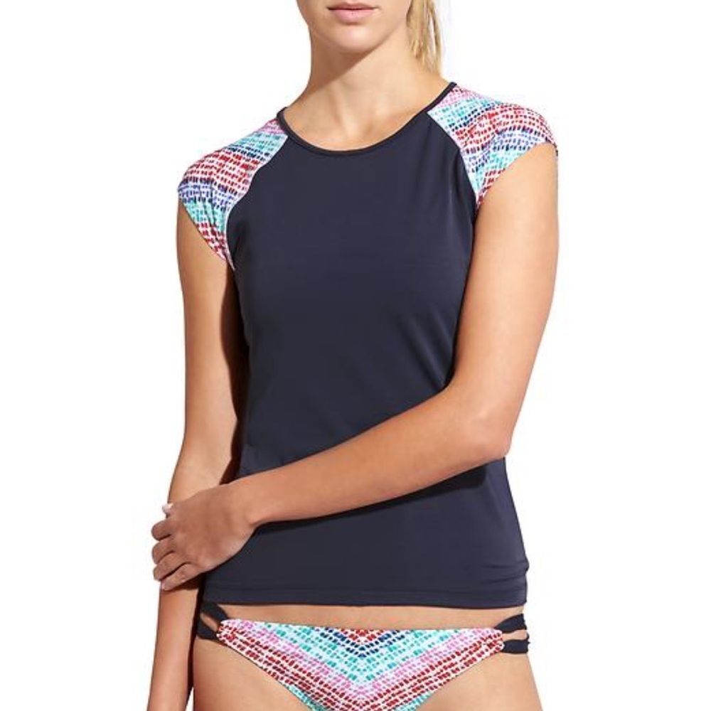 Athleta Navy & Multicolor Moxie Tee Rashguard Size XXS